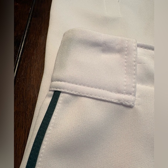 Easton Quantum Plus White Pants, Dark Green Piping with adjustable inseam - Picture 3 of 6
